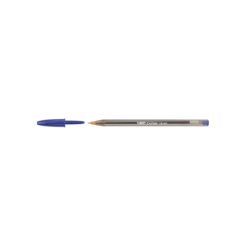 Bic Cristal Large Boligrafo de Bola - Punta Gruesa de 1.6mm - Trazo de 0.60mm - Tinta con Base de Aceite - Translucido - Color Azul
