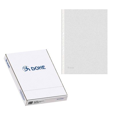 Dohe Caja de 100 Fundas Multitaladro Premium 80 Micras Folio - 16 Perforaciones - Polipropileno Rugoso - Transparentes