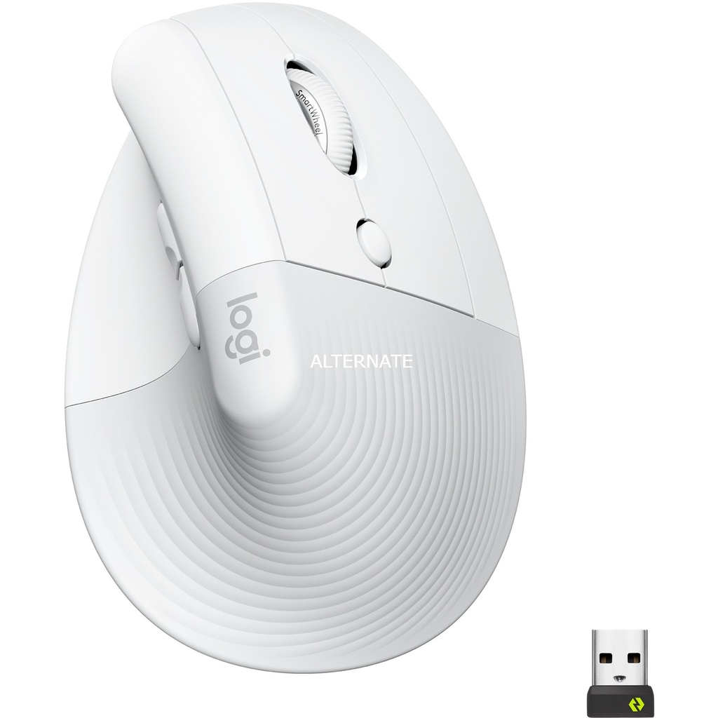 Logitech Lift Raton Vertical Bluetooth e Inalambrico USB 4000dpi - 5 Botones - Uso Diestro - Color Blanco