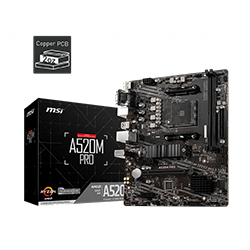 MSI Placa Base A520M PRO AM4 2xDDR4 - HDMI, VGA, DP, M.2, USB3.2, MicroATX