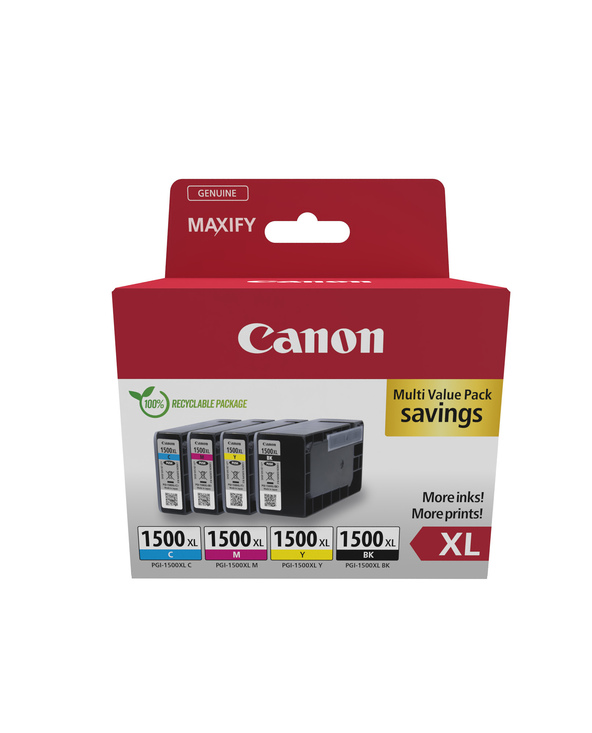 Canon PGI1500XL Pack de 4 Cartuchos de Tinta Originales - 9182B004/9182B010