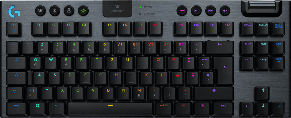 Logitech G915 TKL Teclado Mecanico Compacto Gaming Inalambrico USB - Teclas Mecanicas GL Tactil - Iluminacion RGB Lightsync - Tecnologia Lightspeed - Superficies de Metal - Color Negro