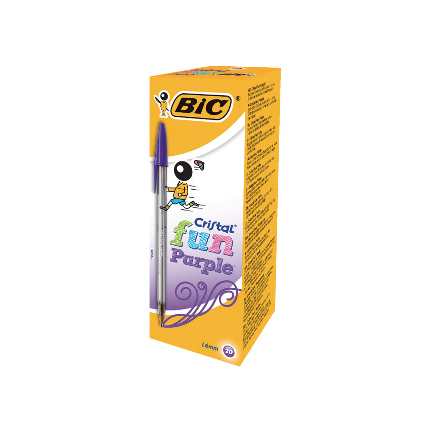 Bic Cristal Fun Boligrafo de Bola - Punta Gruesa de 1.6mm - Tinta con Base de Aceite - Color Morado