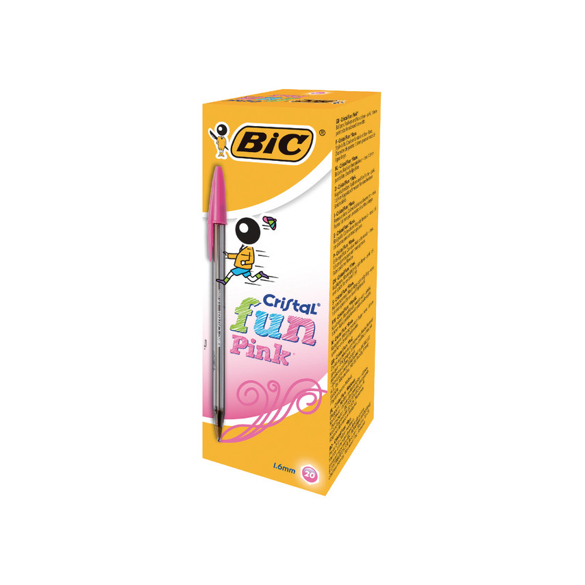 Bic Cristal Fun Boligrafo de Bola - Punta Gruesa de 1.6mm - Tinta con Base de Aceite - Color Rosa