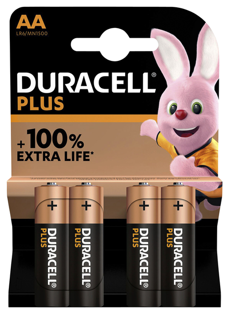 Duracell MN1500B4 Pilas Alcalinas AA LR6 1.5V Plus Power (4 unidades)