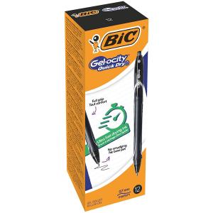 Bic Gel-Ocity Quick Dry Boligrafo de Gel Retractil - Punta Media de 0.7 mm - Tinta de Gel - Anti-Manchas - Secado Ultra Rapido - Color Negro