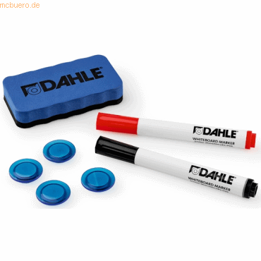 Dahle 95140 Basic Pack de 2 Rotuladores + Borrador Magnetico + 4 Imanes - Para Pizarra Blanca