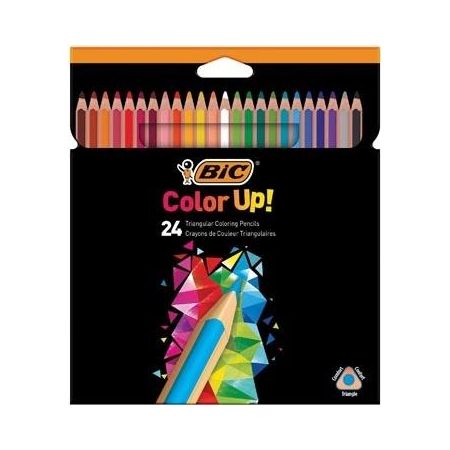 Bic Intensity Triangle Caja de 24 Lapices para Colorear Triangulares - Mina de 3.20mm - Fabricados sin Madera - Colores Surtidos