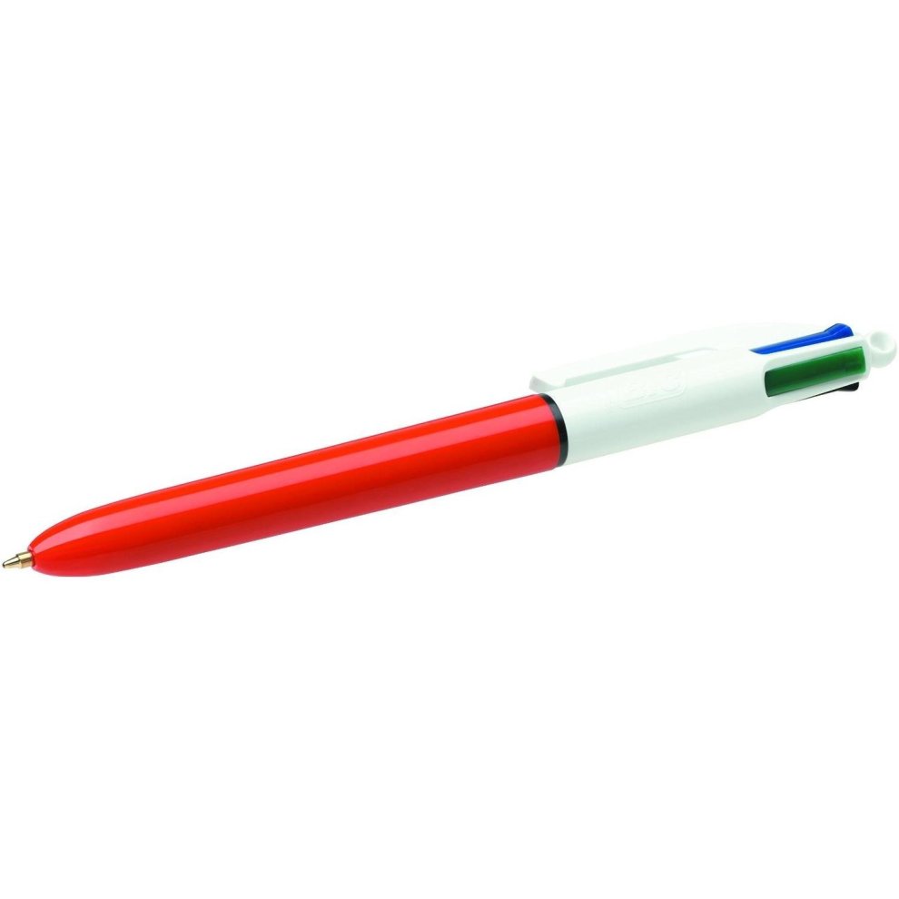 Bic 4 Colours Original Fine Boligrafo de Bola Retractil - Punta de 0.8mm - Trazo de 0.36mm - Tinta con Base de Aceite - Cuerpo Naranja/Blanco - 4 Colores
