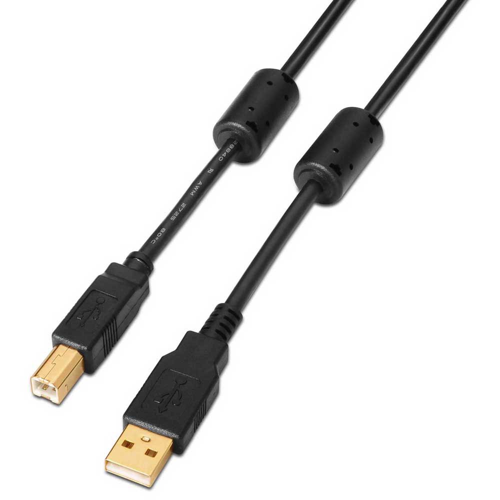 Aisens Cable USB 2.0 Impresora Super Alta Calidad con Ferrita - Tipo A Macho a Tipo B Macho - 3.0m - Color Negro