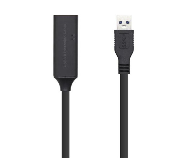 Aisens Cable USB 3.0 Prolongador con Amplicador - Tipo A/M-A/H - 5.0m - Color Negro