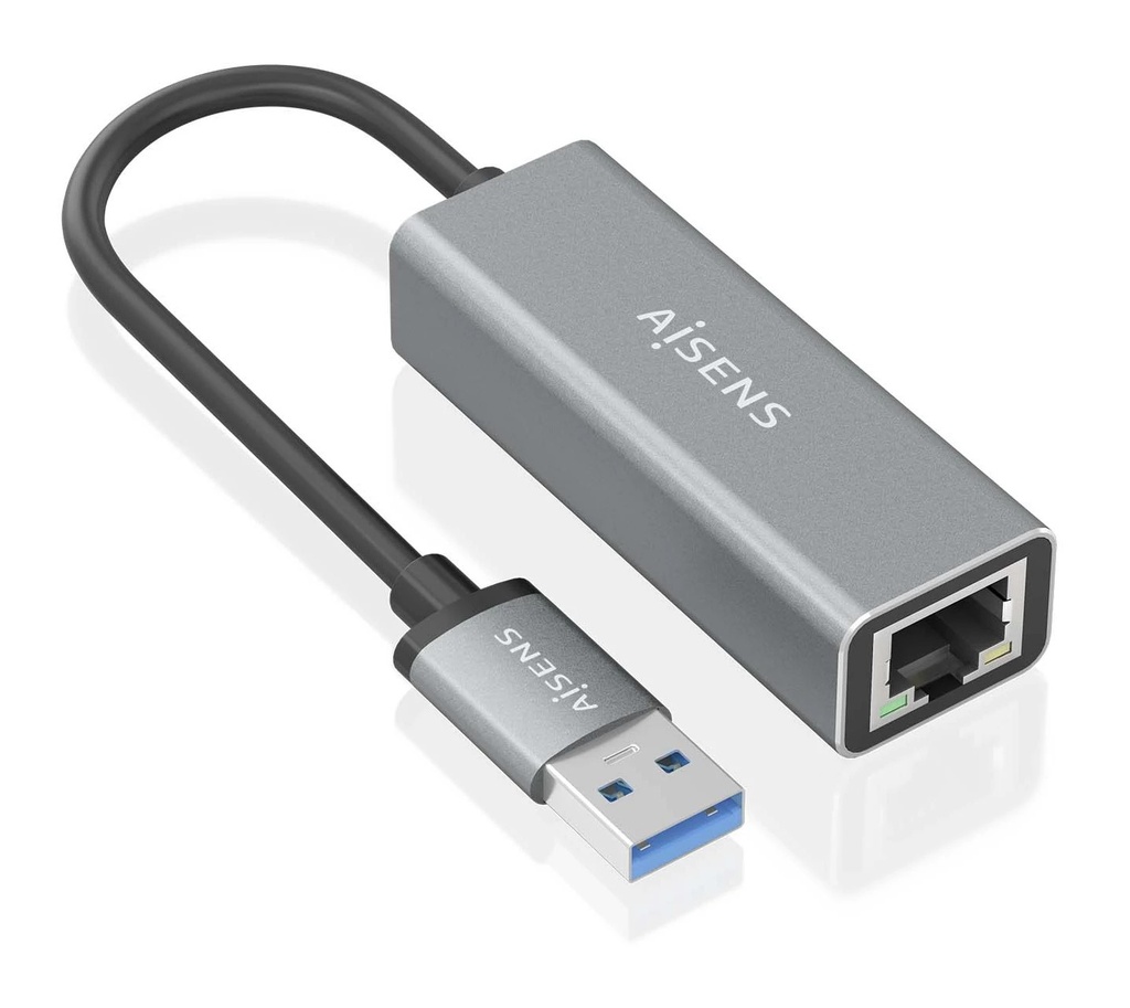 Aisens Conversor USB 3.0 a Ethernet Gigabit 10/100/1000 MBPS - 15cm - Color Gris