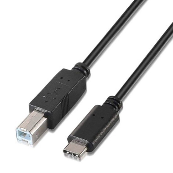 Aisens Cable USB 2.0 Impresora 3A - Tipo USB-C Macho a B Macho - 1.0m - Color Negro