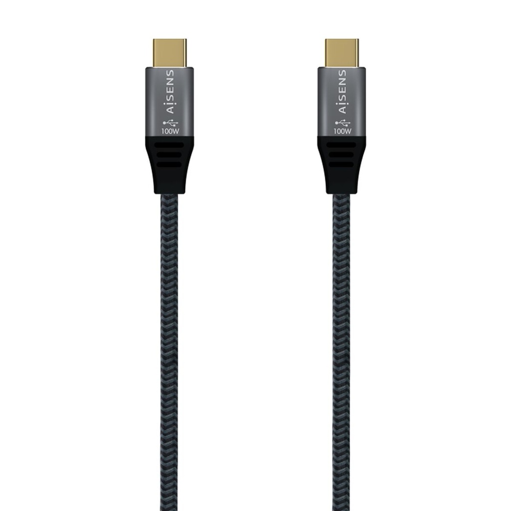 Aisens Cable USB 2.0 Aluminio 5A 100W E-MARK - USB-C/M-USB-C/M - 1.0M - Color Gris