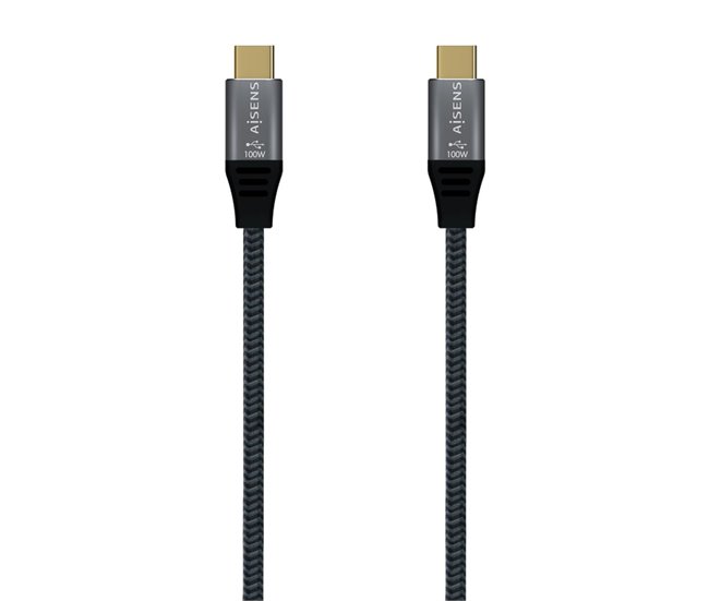 Aisens Cable USB 3.2 Gen2x2 Aluminio 20Gbps 8K@30Hz 5A 100W E-Mark, Tipo USB-C/M-USB-C/M - 1.0m - Color Gris