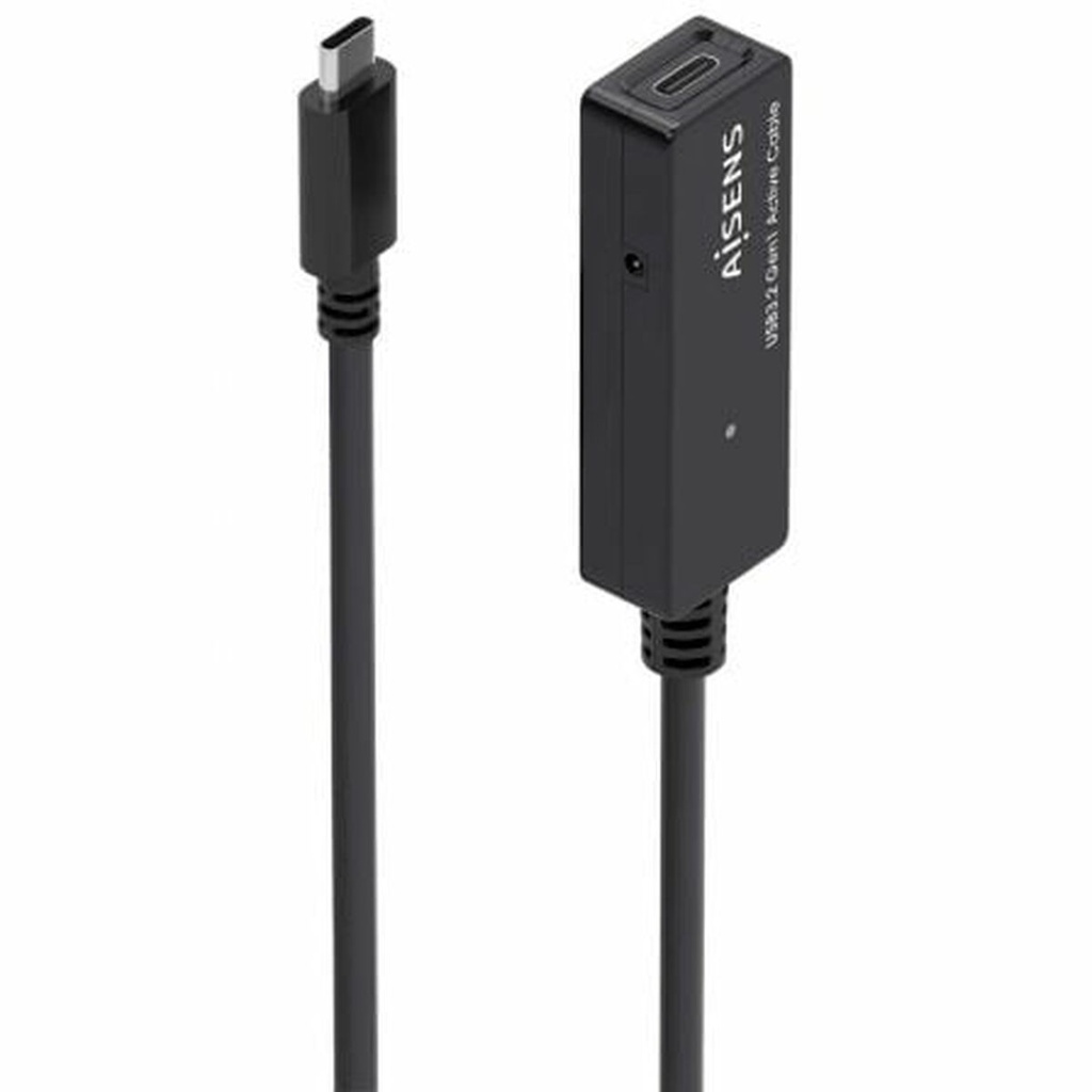 Aisens Cable USB 3.2 Gen1x1 Prolongador con Amplificador - USB-C/M-USB-C/H - 10m - Color Negro