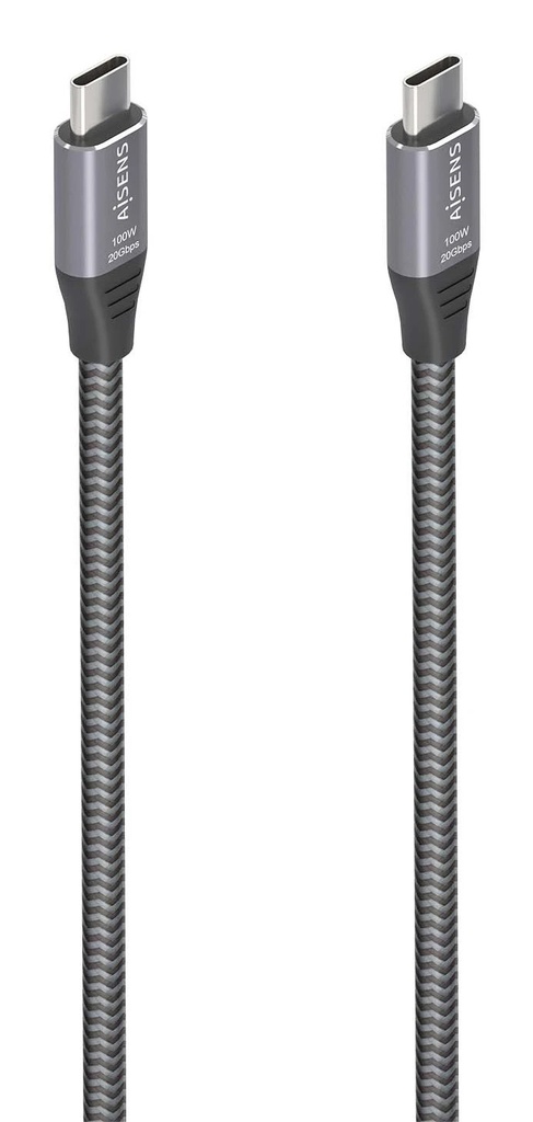 Aisens Cable USB 3.2 Gen2x2 Aluminio 20Gbps 8K@30Hz 5A 100W E-Mark - Tipo USB-C/M-USB-C/M - 3.0m - Color Gris