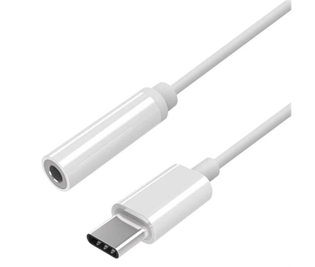 Aisens Conversor USB-C a Audio Estilo Apple - USB-C/M-JACK 3.5/H - 15cm - Color Blanco
