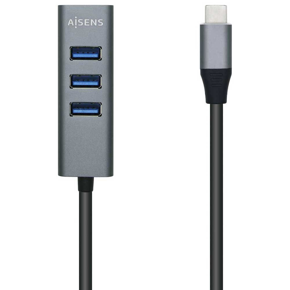 Aisens Hub USB 3.1 USB-C - USB-C Macho a 4xTipo A Hembra - 10cm - Color Gris