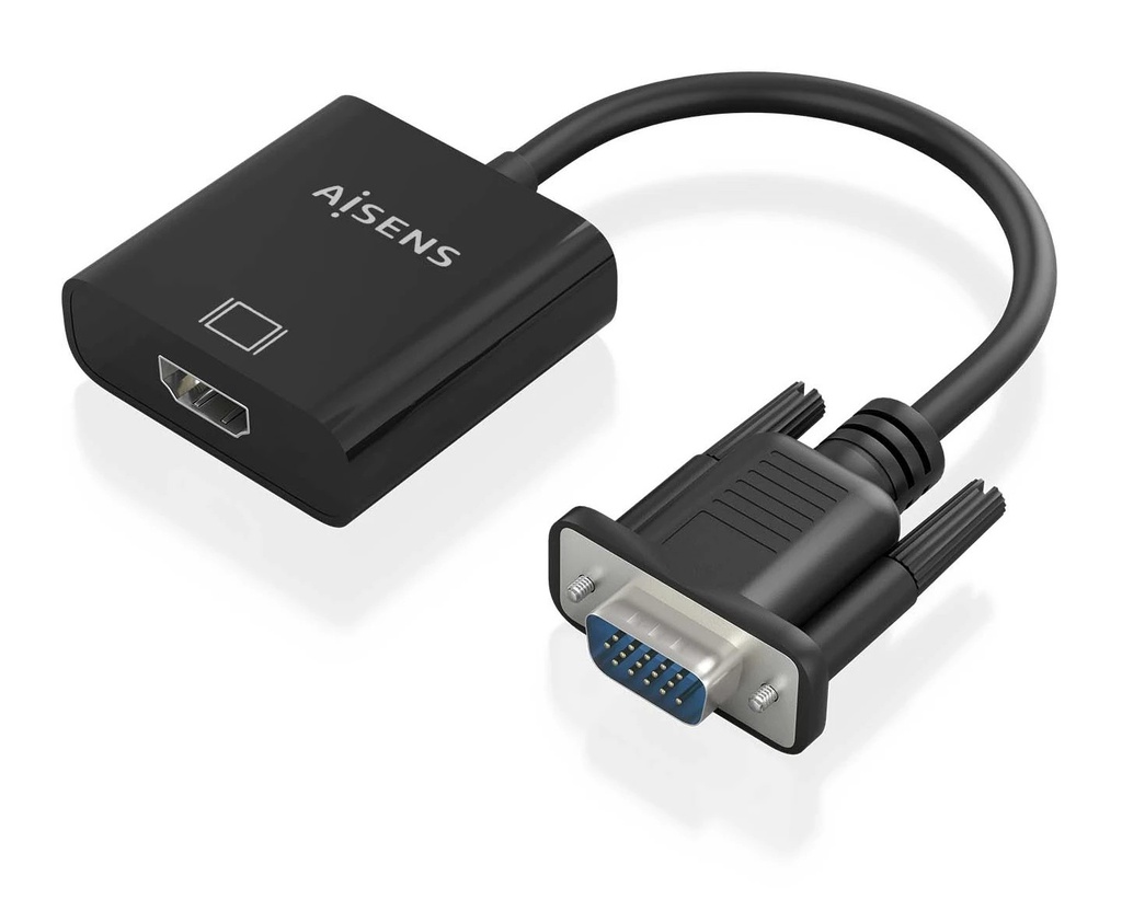 Aisens Cable Conversor SVGA+Audio a HDMI - SVGA/M+Jack 3.5/H+USB Microb/H-HDMI A/H - 20cm - Color Negro