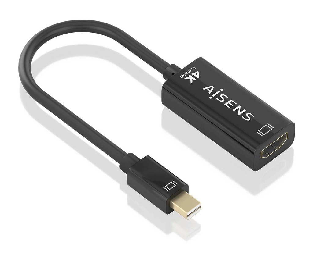 Aisens Conversor MINI DP a HDMI 4K@60HZ - MINI DP/M-HDMI/H - 15cm - Color Negro