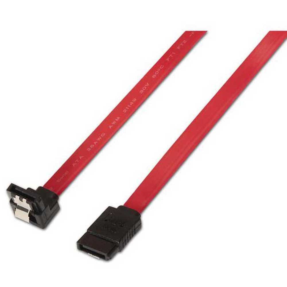 Aisens Cable SATA III Datos 6G Datos Acodado con Anclajes - 0.5m para Disco Duro SATA I - II - III SSD - Color Rojo