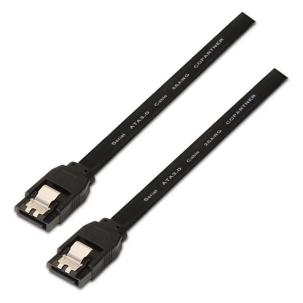 Aisens Cable SATA III Datos 6G con Anclajes - 0.5m para Disco Duro SATA I - II - III SSD - Color Negro
