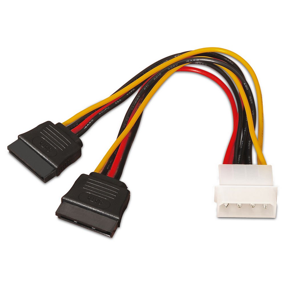Aisens Cable SATA Alimentacion - Molex 4pin/M-2xSATA Hembra - 20cm - 100% Cobre - Color Negro