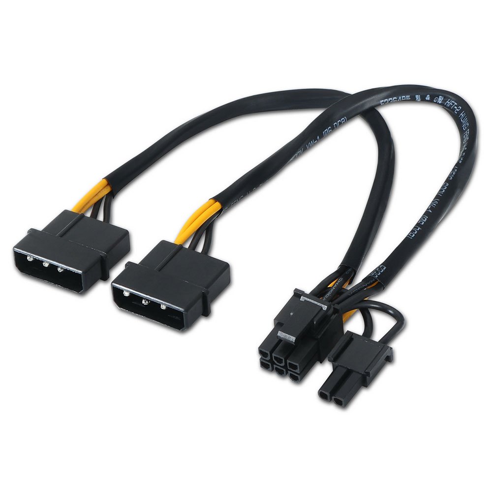 Aisens Cable Tarjeta grafica - 2xMolex 4pin/M-PCI-E(Molex 6+2pin)/M - 20cm - 100% Cobre - Color Negro
