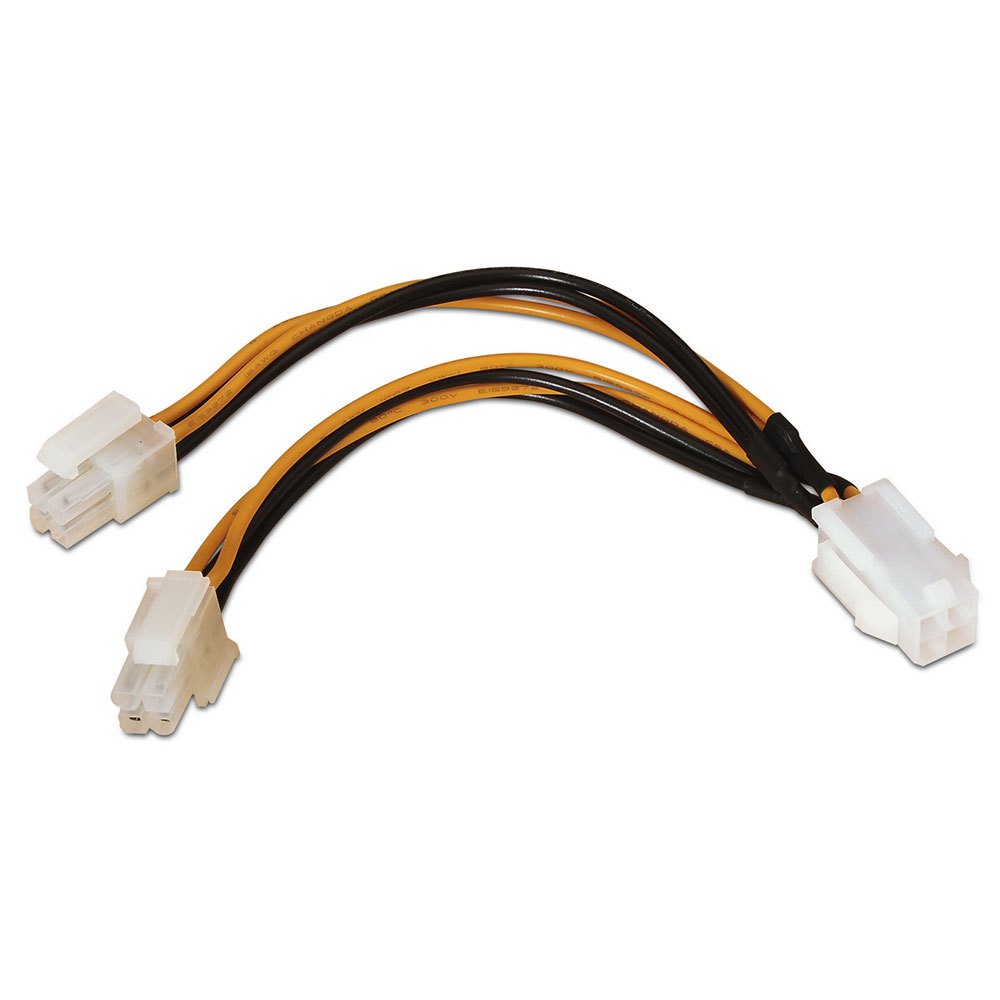 Aisens Cable de Alimentacion para Microprocesador - 4pin/H-4+4pin/M - 15cm - 100% Cobre - Color Negro