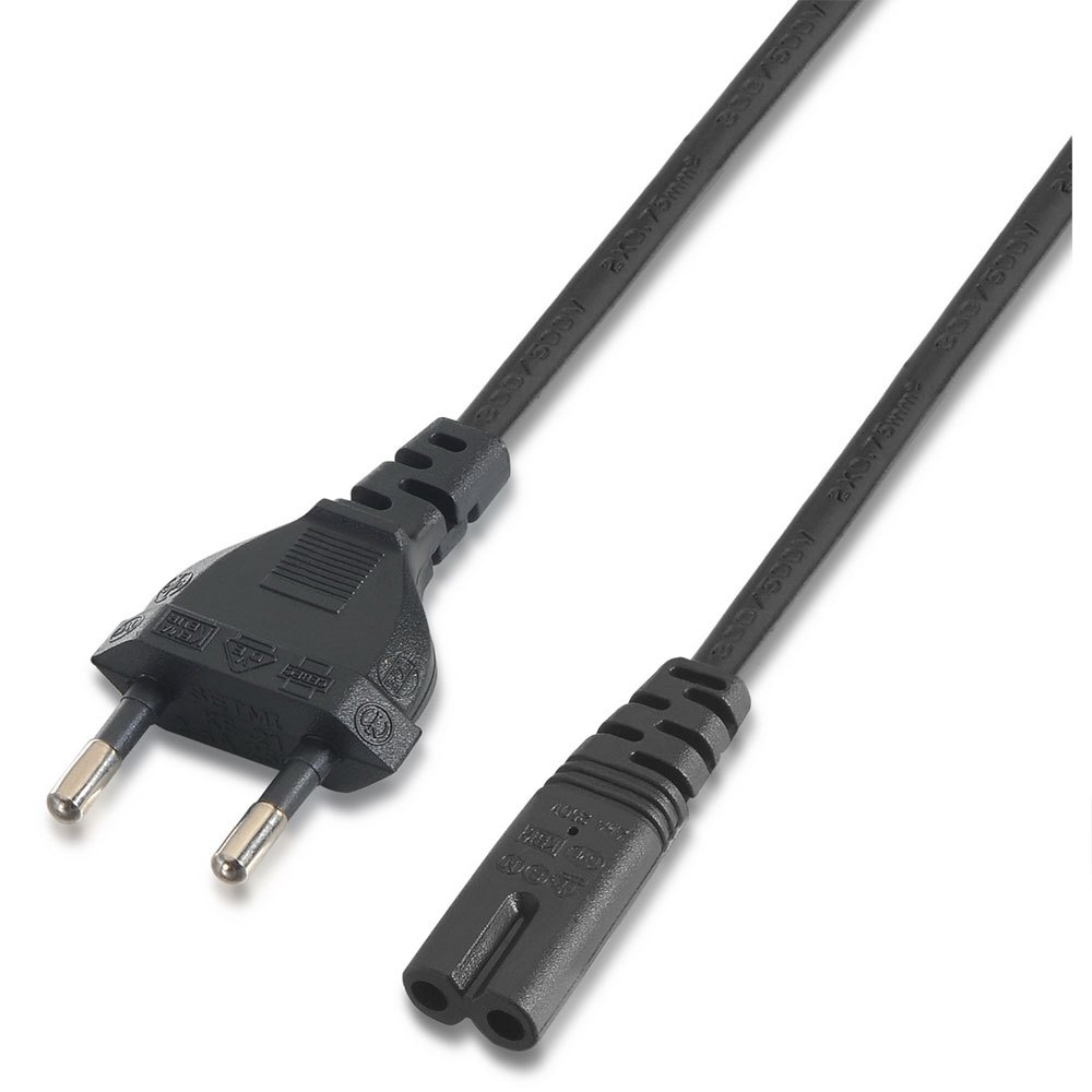 Aisens Cable Alimentacion Forma 8 - CEE7/16/M-C7/H - 1.5m - 100% Cobre Puro AWG18 - Color Negro