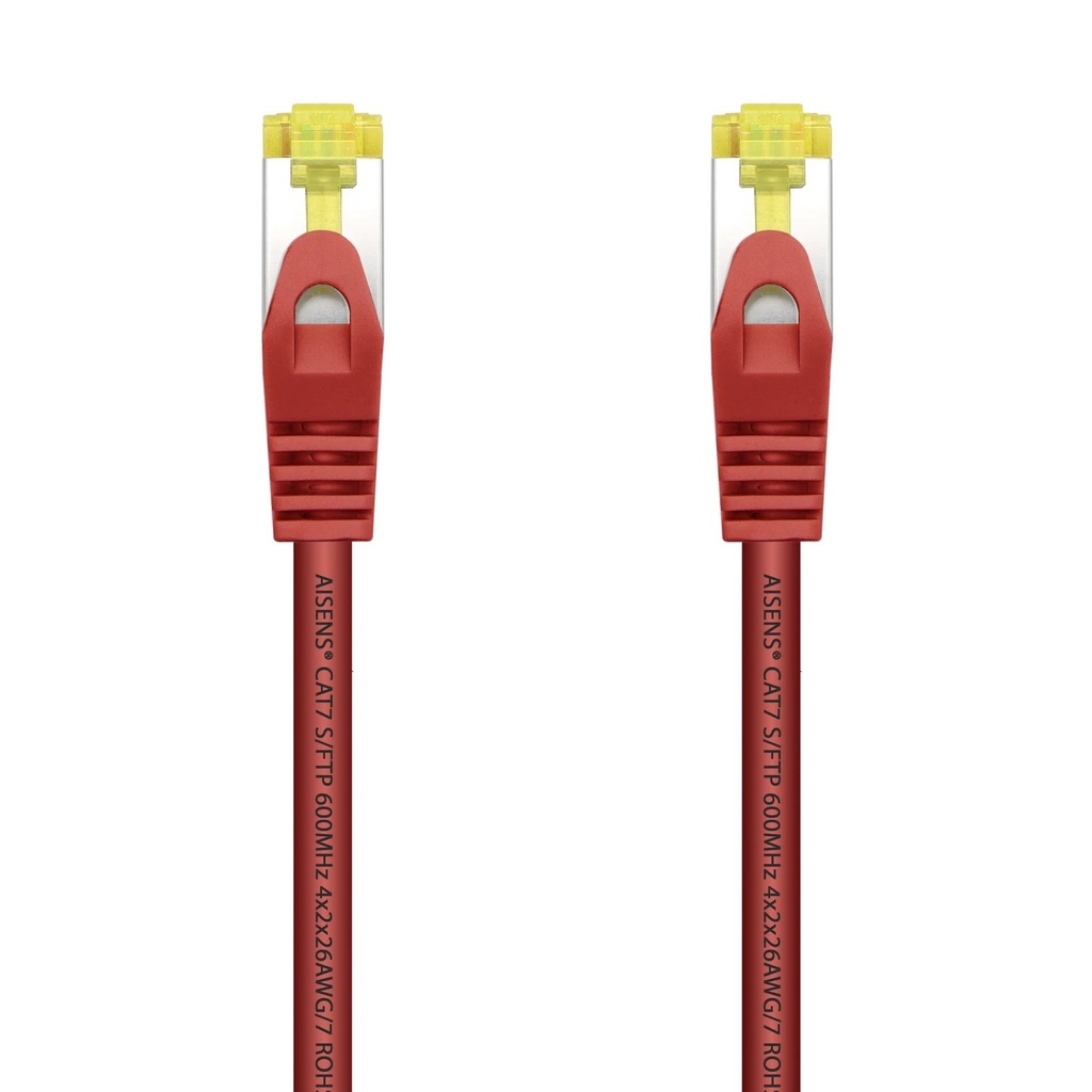 Aisens Cable de Red Latiguillo RJ45 LSZH Cat.7 600 MHz S/FTP PIMF AWG26 - 25cm - Color Rojo