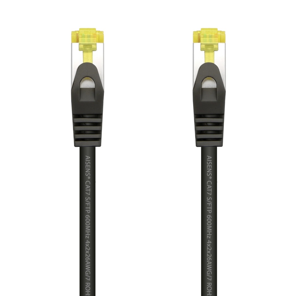 Aisens Cable de Red Latiguillo RJ45 LSZH Cat.7 600 MHz S/FTP PIMF AWG26 - 25cm - Color Negro