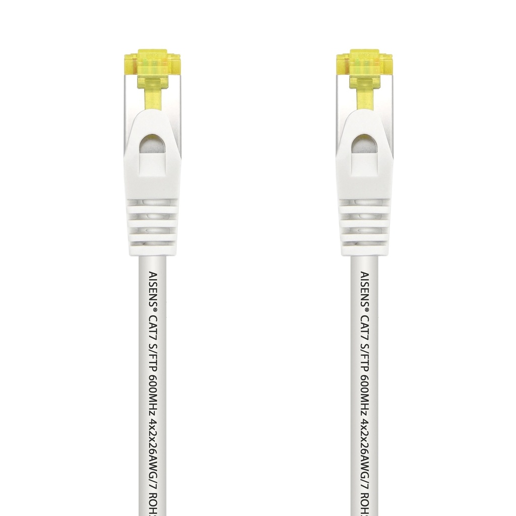Aisens Cable de Red Latiguillo RJ45 LSZH Cat.7 600 MHz S/FTP PIMF AWG26 - 25cm - Color Blanco