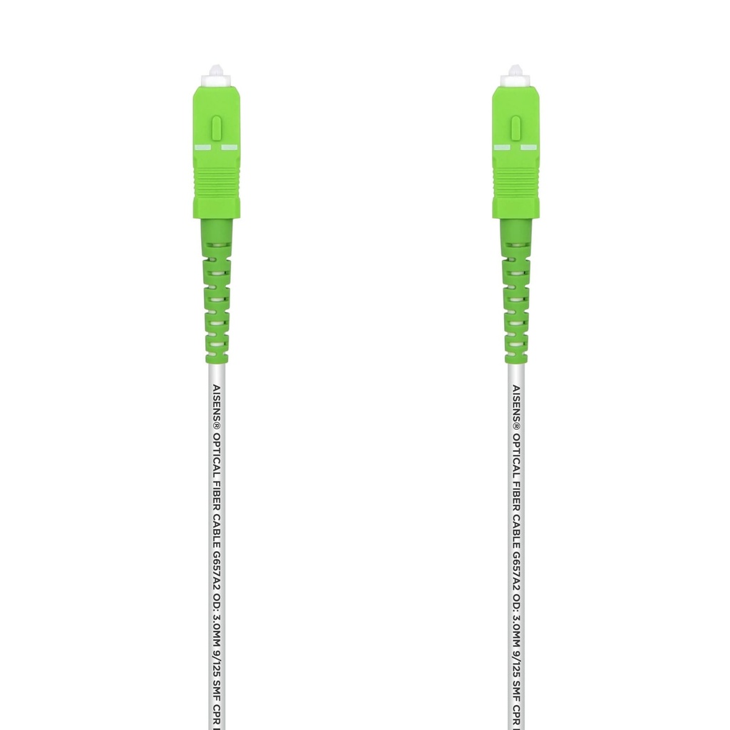 Aisens Cable Fibra Optica Latiguillo G657A2 3.0 9/125 SMF Simplex CPR Dca LSZH - SC/APC-SC/APC - 7.0M - Color Blanco