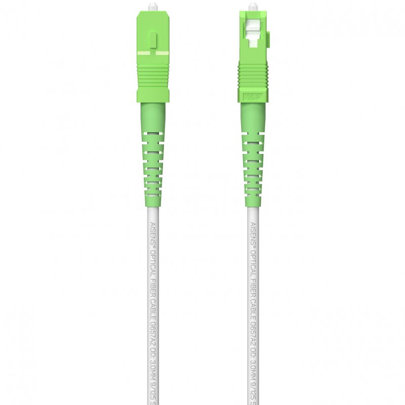 Aisens Cable Fibra Optica Latiguillo G657A2 3.0 9/125 SMF Simplex CPR Dca LSZH - SC/APC-SC/APC - 60m - Color Blanco