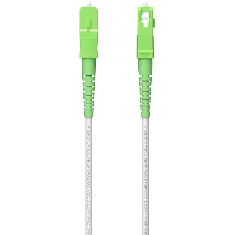 Aisens Cable Fibra Optica Latiguillo G657A2 3.0 9/125 SMF Simplex CPR Dca LSZH - SC/APC-SC/APC - 80m - Color Blanco