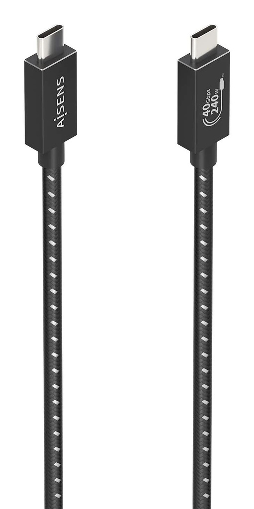 Aisens Cable USB4 Gen3x2 Aluminio 40Gbps 8K@60Hz 5A 48V 240W E-Mark - Tipo USB-C/M-USB-C/M - 1.5m - Color Negro