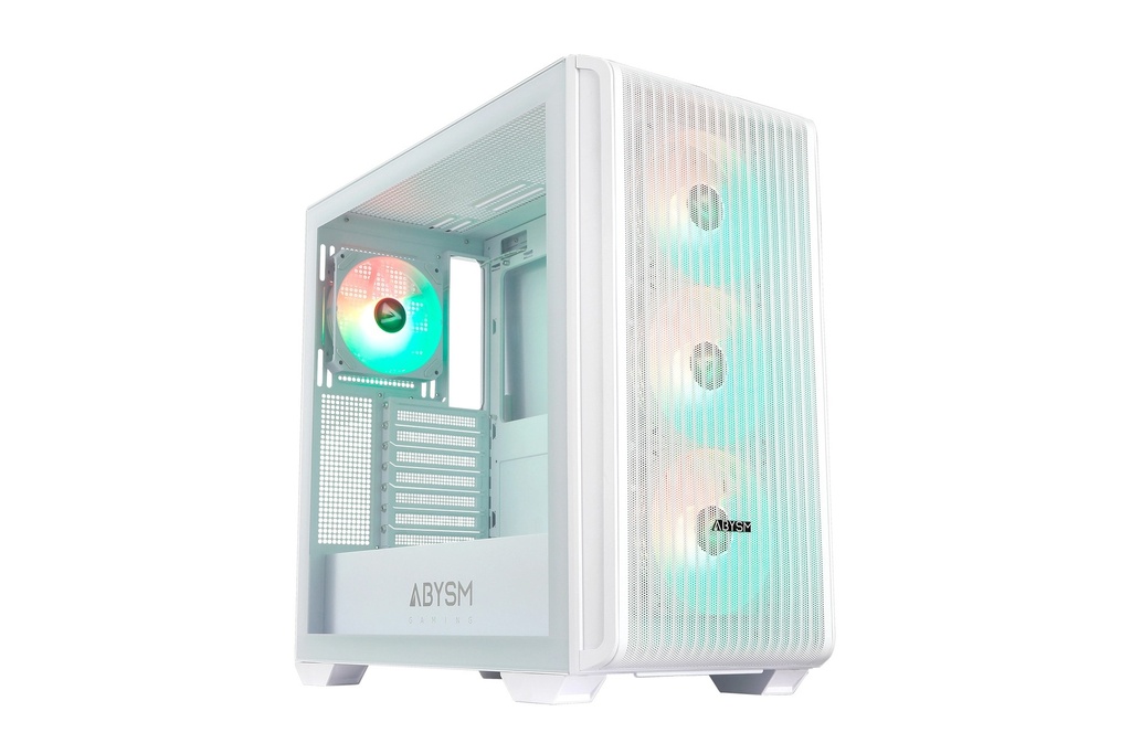 Abysm Danube Kamp BX300 White Caja Torre ATX, ITX, Micro ATX - Lateral Cristal Templado - 3.5" y 2.5" - USB-A, USB-C y Audio - 4 Ventiladores ARGB Instalados - Soporta Refrigeracion Liquida