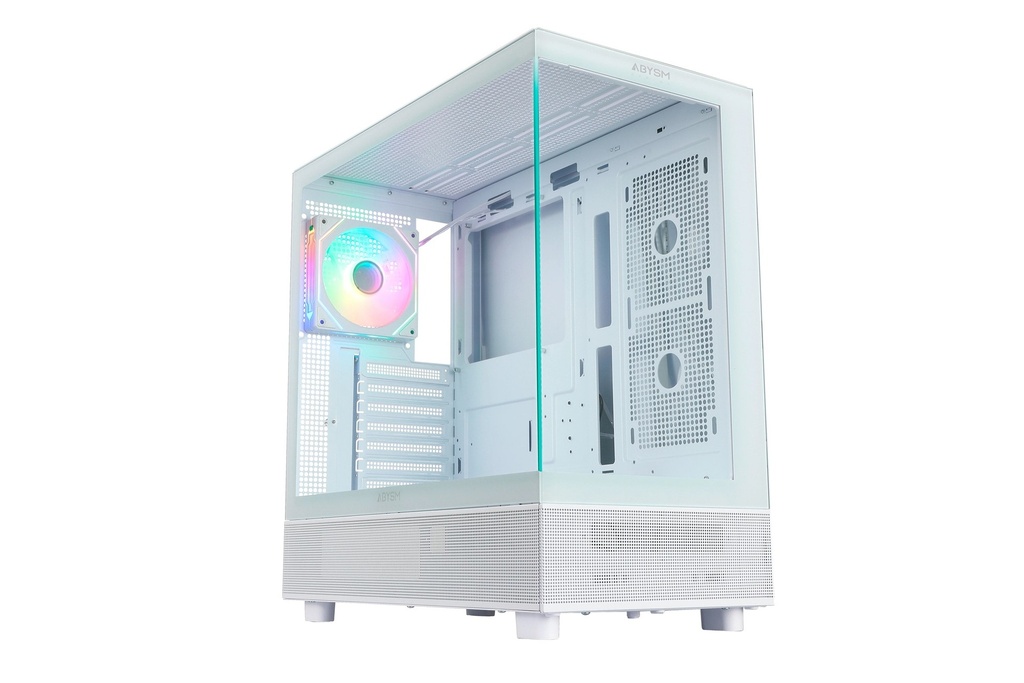 Abysm Danube Sava H400 White Caja Torre ATX, ITX, Micro ATX - Lateral y Frontal Cristal Templado - 3.5" y 2.5" - USB-A, USB-C y Audio - 1 Ventilador ARGB Instalado - Soporta Refrigeracion Liquida