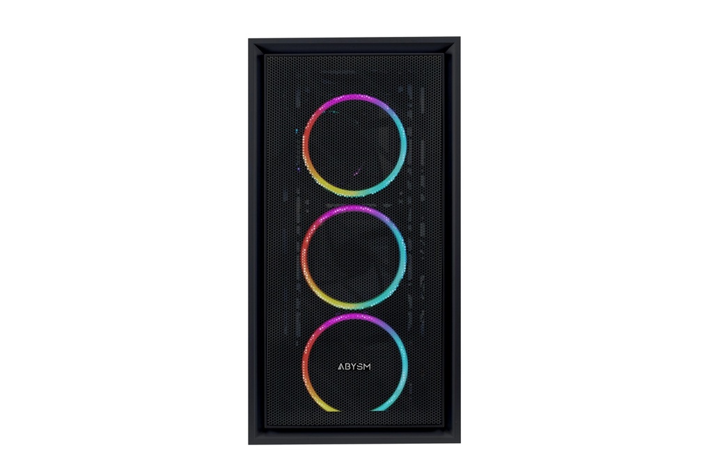 Abysm Danube Kamp Black Caja Torre ATX, ITX, Micro ATX - Lateral Cristal Templado - 3.5" y 2.5" - USB-A y Audio - 4 Ventiladores ARGB Instalados - Soporta Refrigeracion Liquida