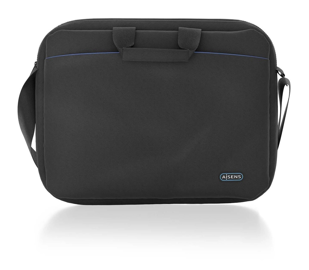 Aisens Maletin para Portatil 15,6" - Acolchado Fino - Bolsillo Frontal con Cremallera - Moderno y Accesible - Color Negro