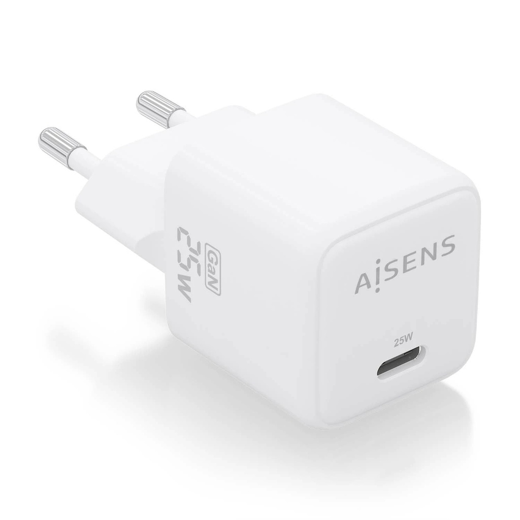 Aisens Cargador Gan 25W - 1xUSB-C PD3.0 QC4.0 - Color Blanco