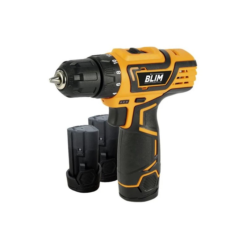 Blim Taladro a Bateria 12V 2Ah - 28Nm de Par Maximo - 2 Velocidades 0-400 y 0-1500rpm - Incluye 2 Baterias y Maletin de Transporte