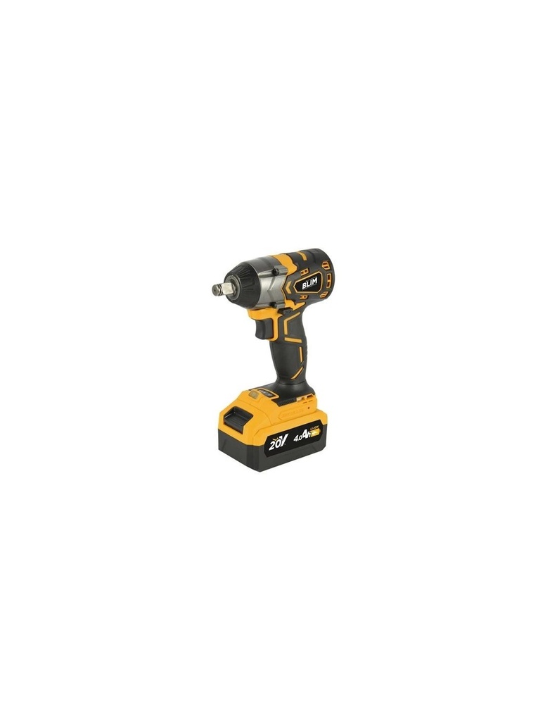 Blim Llave Impacto 20V 4Ah - Dado de Fijacion 1/2" - Par Maximo 420Nm - Velocidad: 0-1600, 0-1900, 0-2300rpm - Agarre Ergonomico - Incluye Bateria y Maletin de Transporte