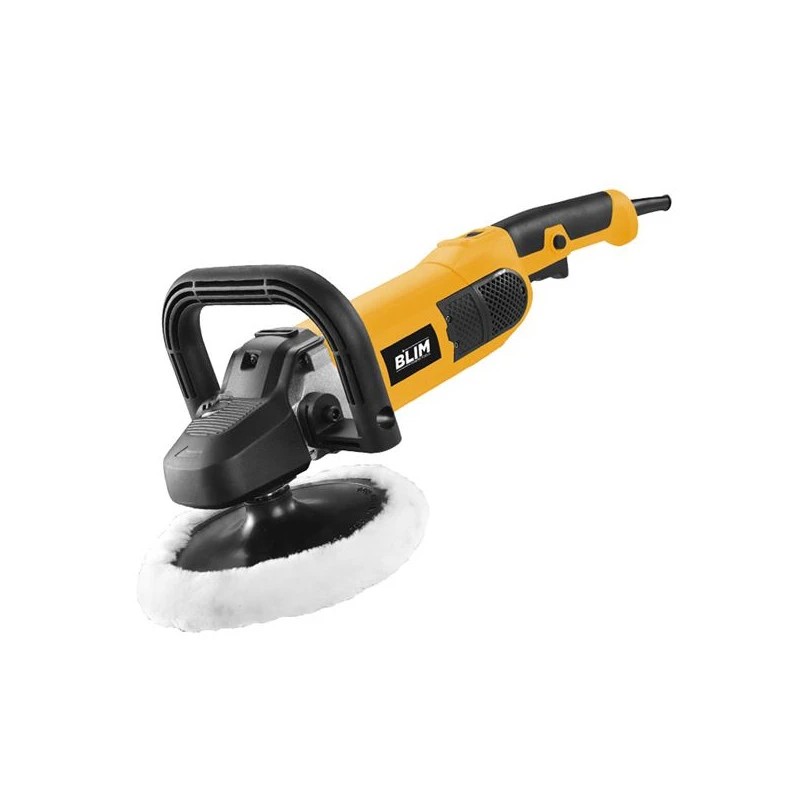 Blim Pulidora 180mm - Potencia 1500W - Velocidad Regulable - Empuñadura Ergonomica - Incluye Disco de Lana - Color Amarillo