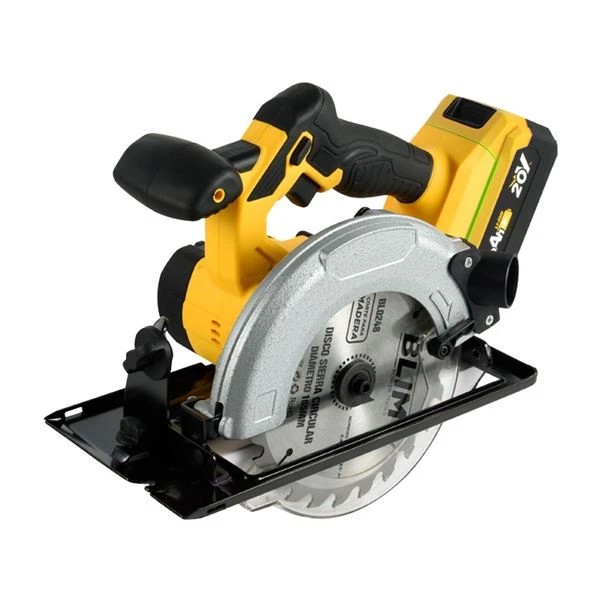 Blim Sierra Circular a Bateria 20V 4Ah 165mm - Velocidad 4000rpm - Base de Aluminio y Guia de 1 Pieza - Agarre Ergonomico - Luz LED