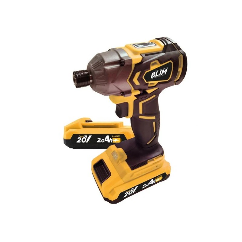 Blim Atornillador de Impacto a Bateria 20V 2Ah - Incluye 2 Baterias - 190Nm Par Maximo - 2 Velocidades 0-1000/0-2800rpm - Color Amarillo