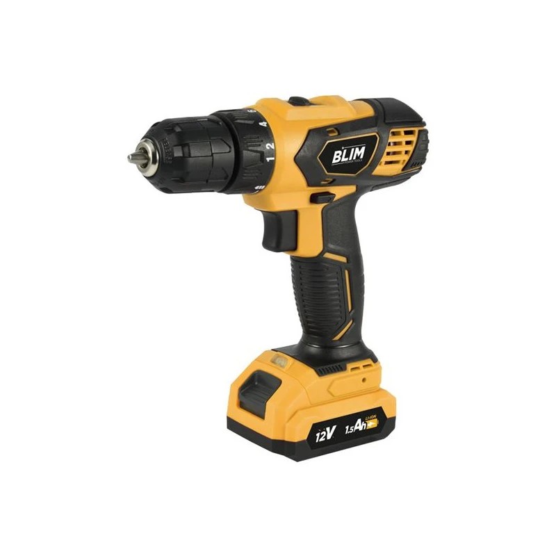 Blim Taladro a Bateria 12V 1.5Ah - 28nm de Par Maximo - 2 Velocidades 0-400/0-1500rpm - Color Amarillo