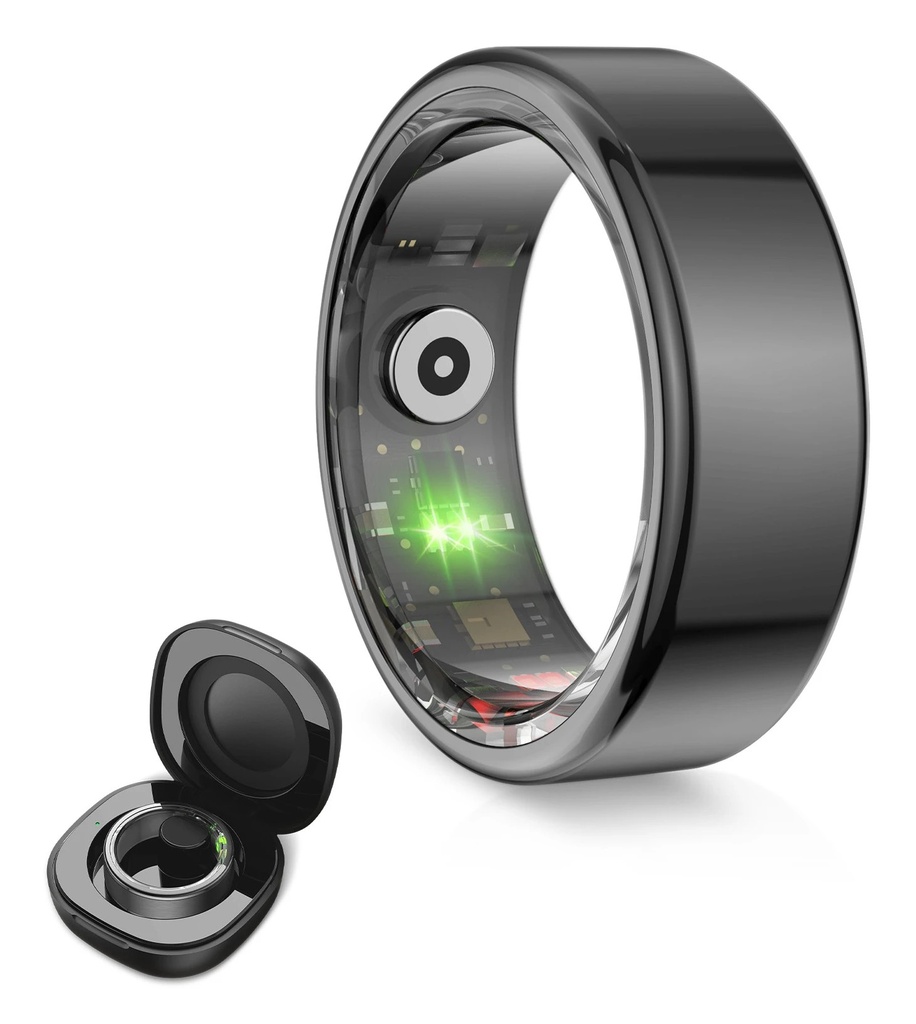 Ksix Saturn Anillo Inteligente - Autonomia Hasta 3 Dias - Actividad y Salud - Monitor de Sueño - 5ATM - Talla XS (Talla 8) - Color Negro